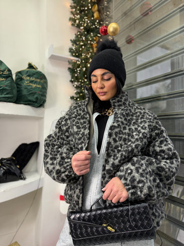 Giubbino Animalier in Lana cotta