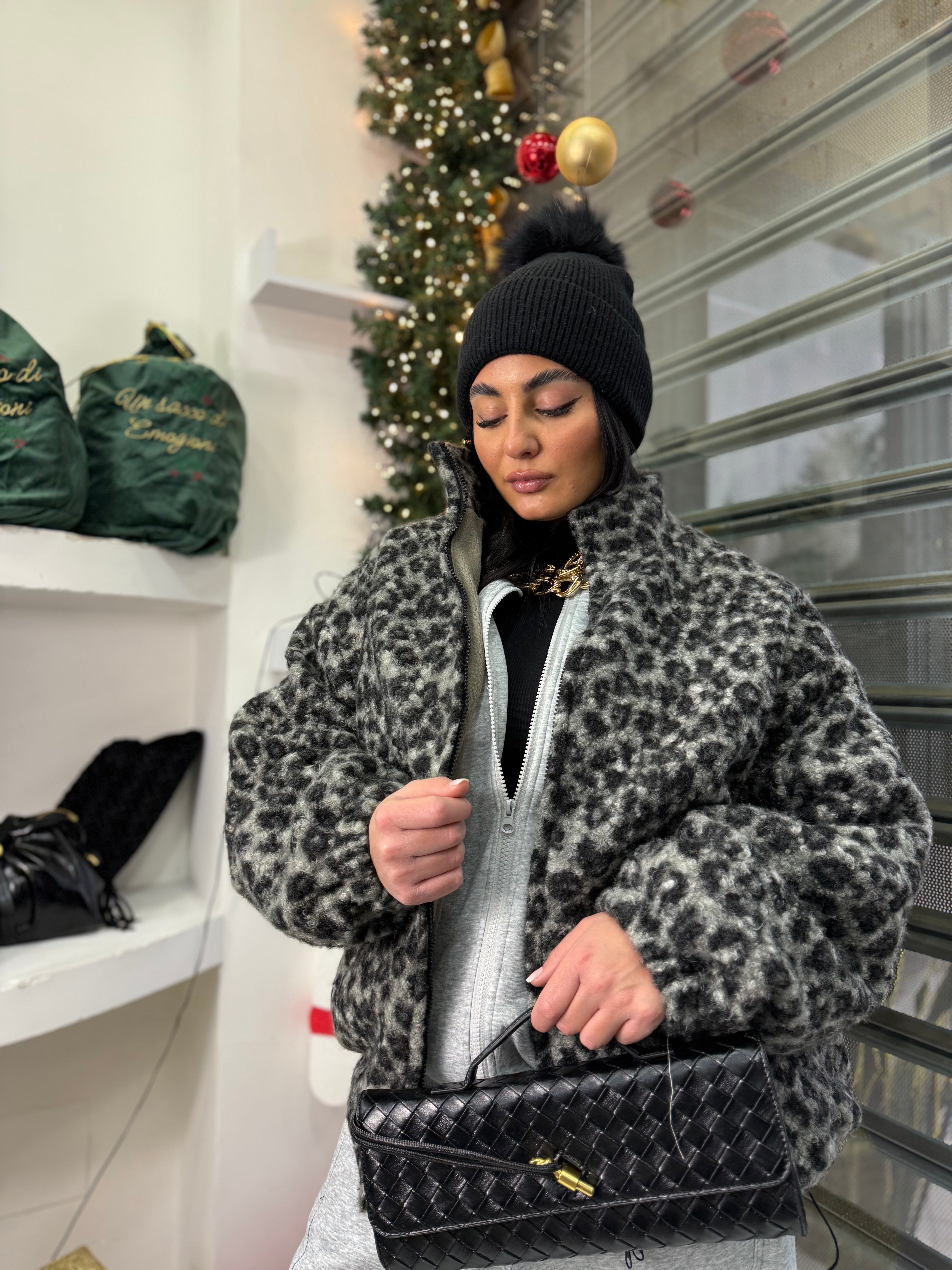 Giubbino Animalier in Lana cotta