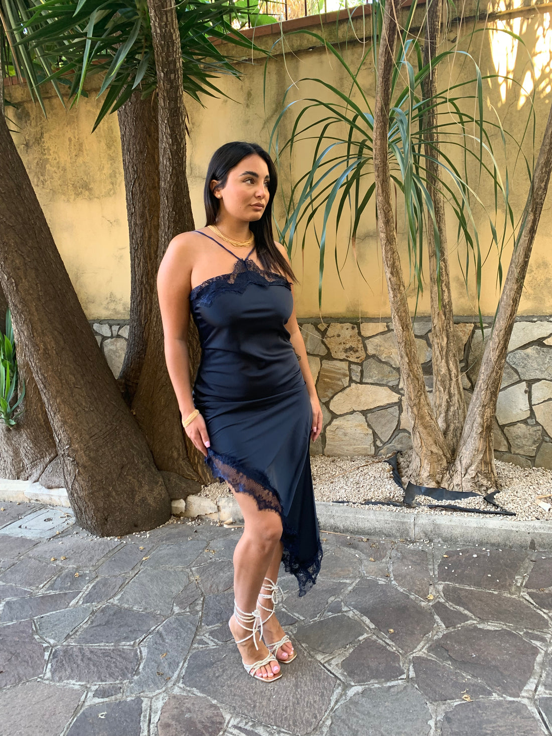 Abito Saten in Pizzo