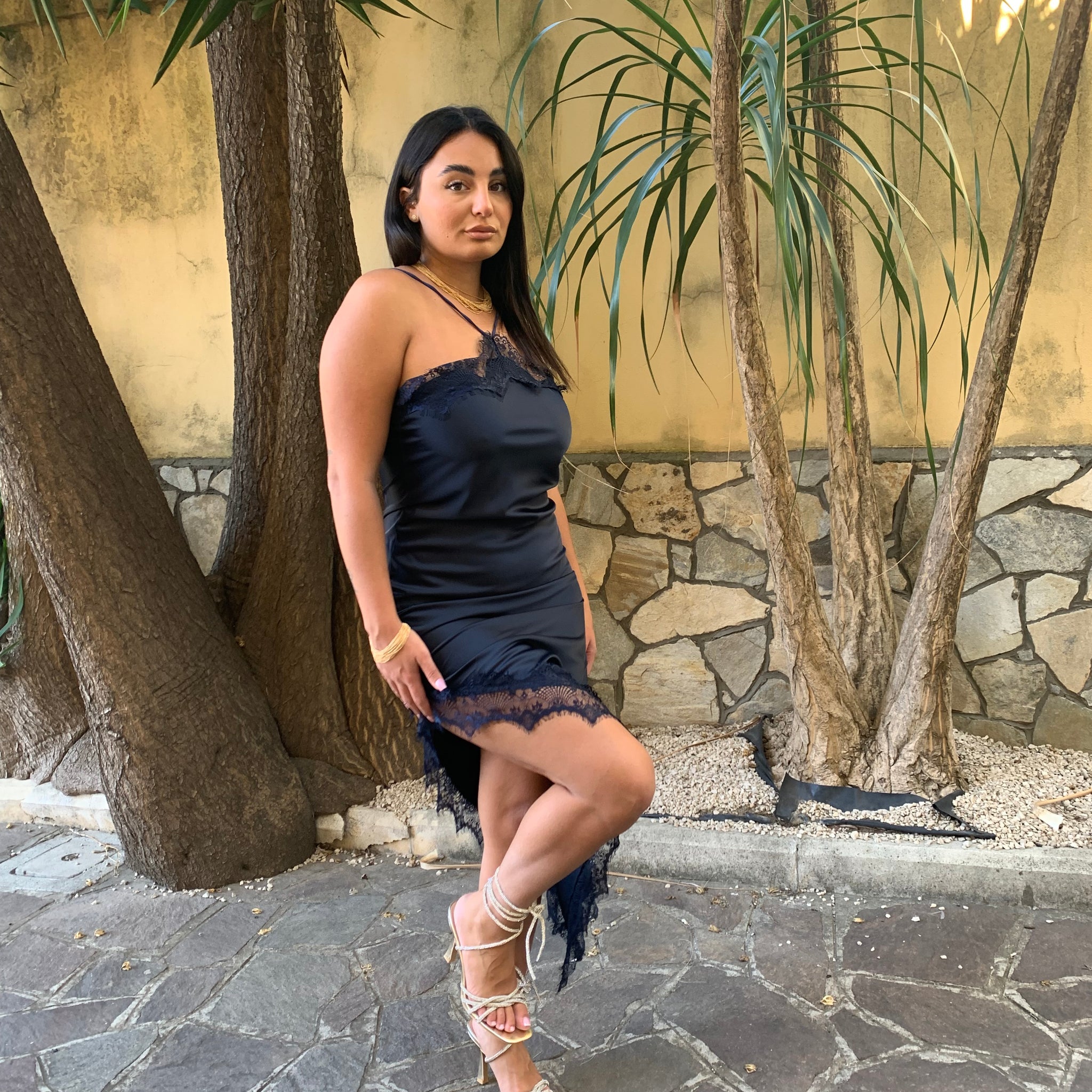 Abito Saten in Pizzo