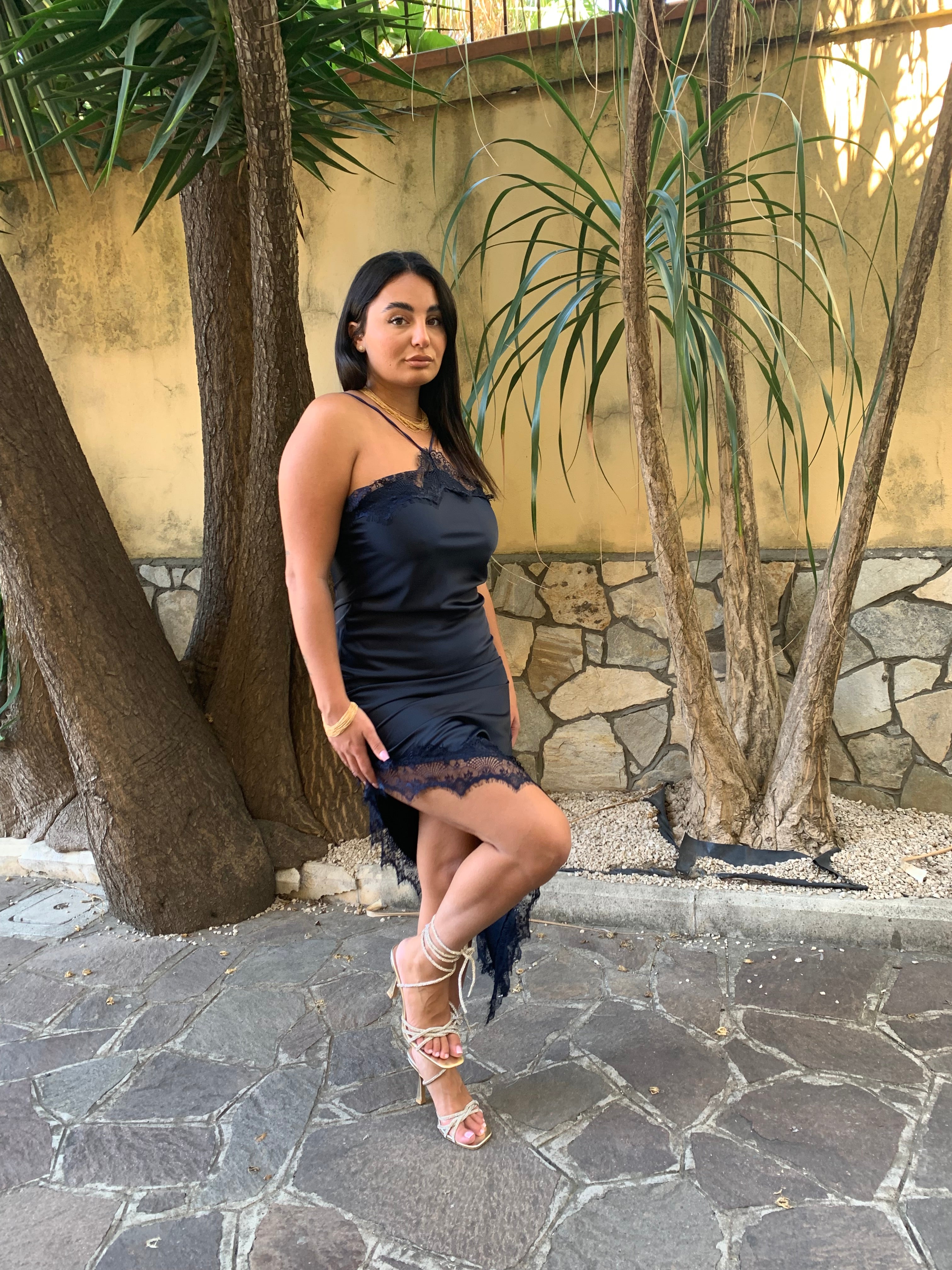 Abito Saten in Pizzo