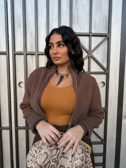 Set Maglioncino Crop con zip e canotta