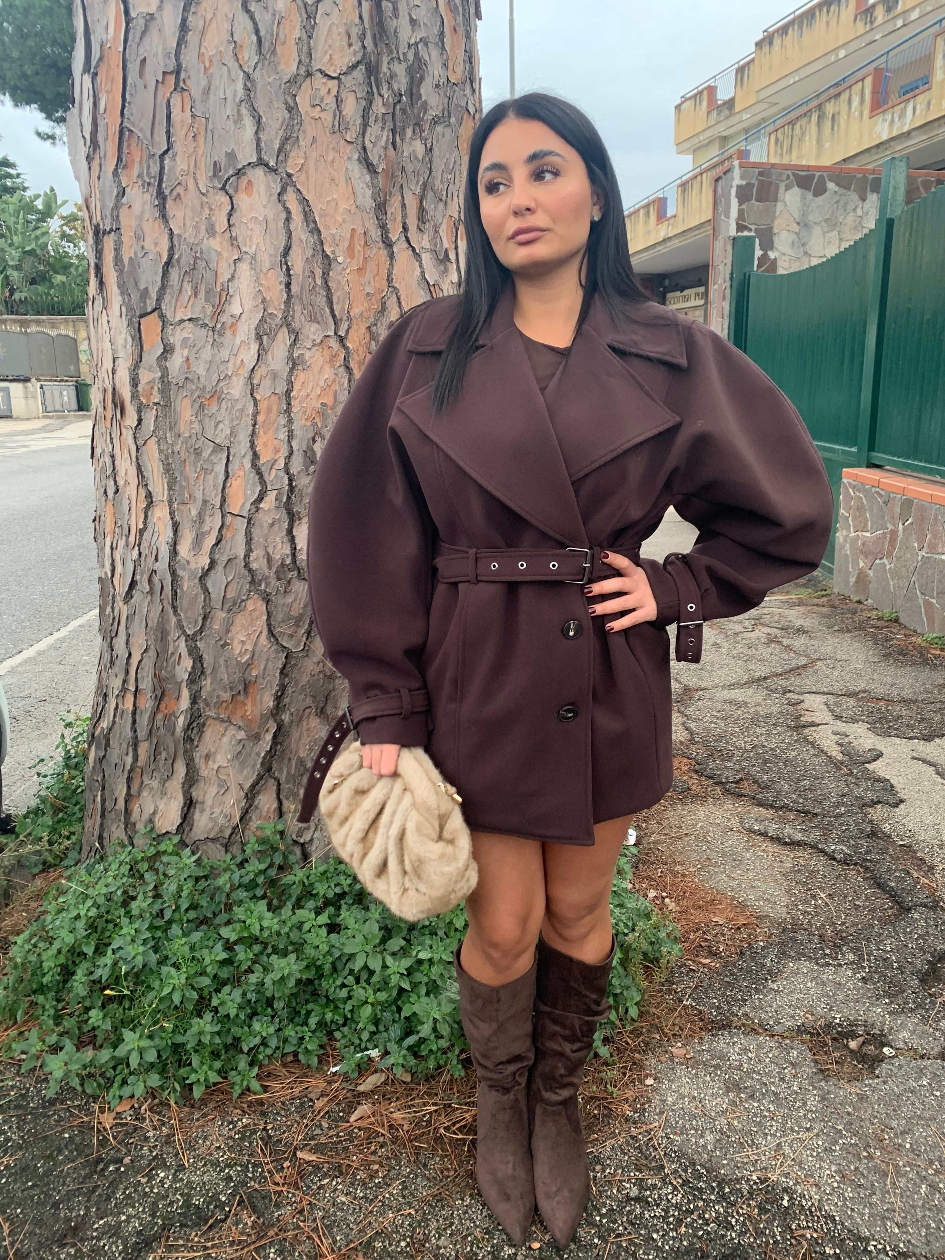 Cappotto con cinta By Lumina