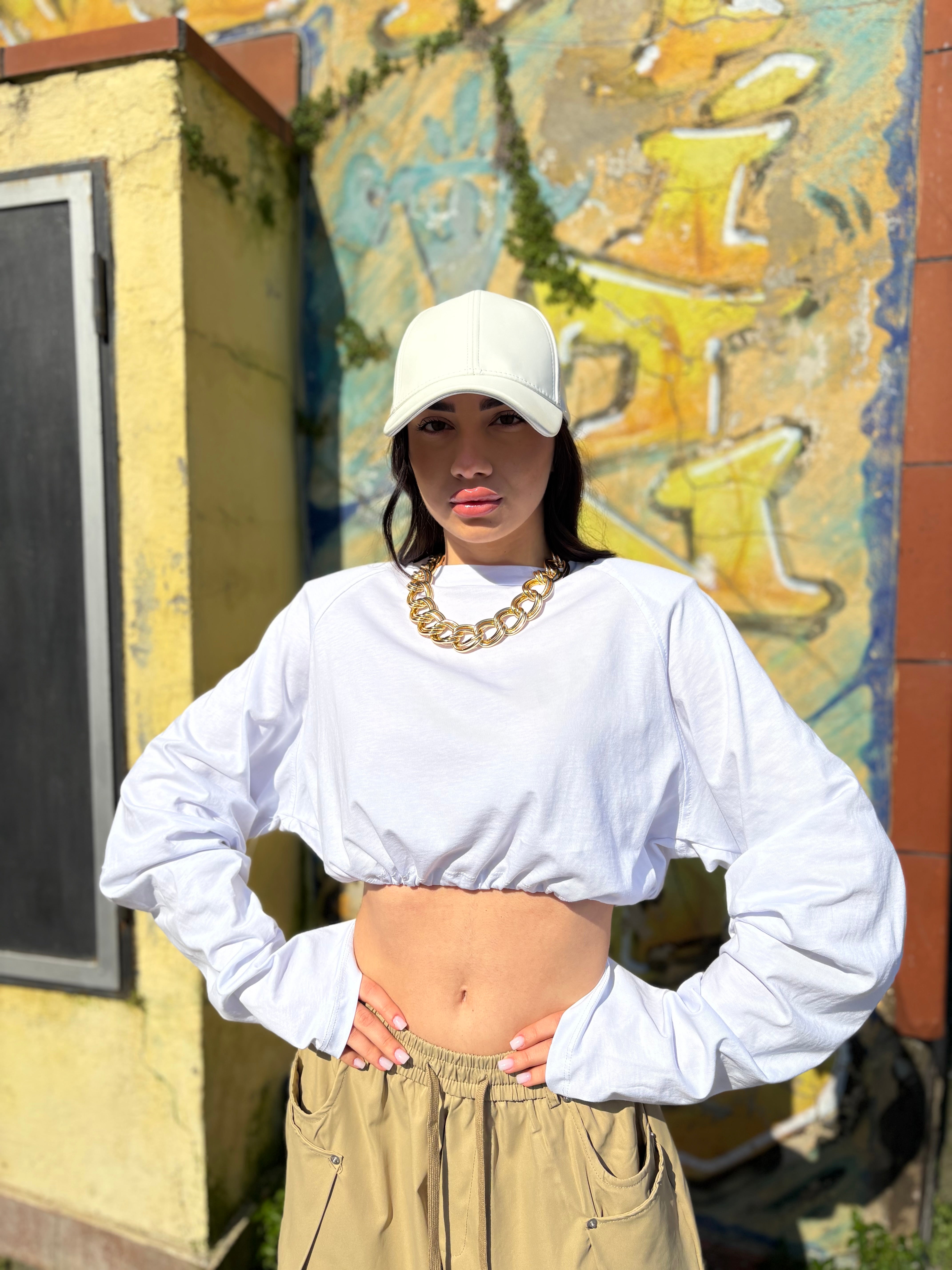 Maglia Crop con coulisse