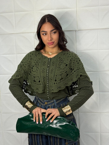 Maglia traforata con mantellina