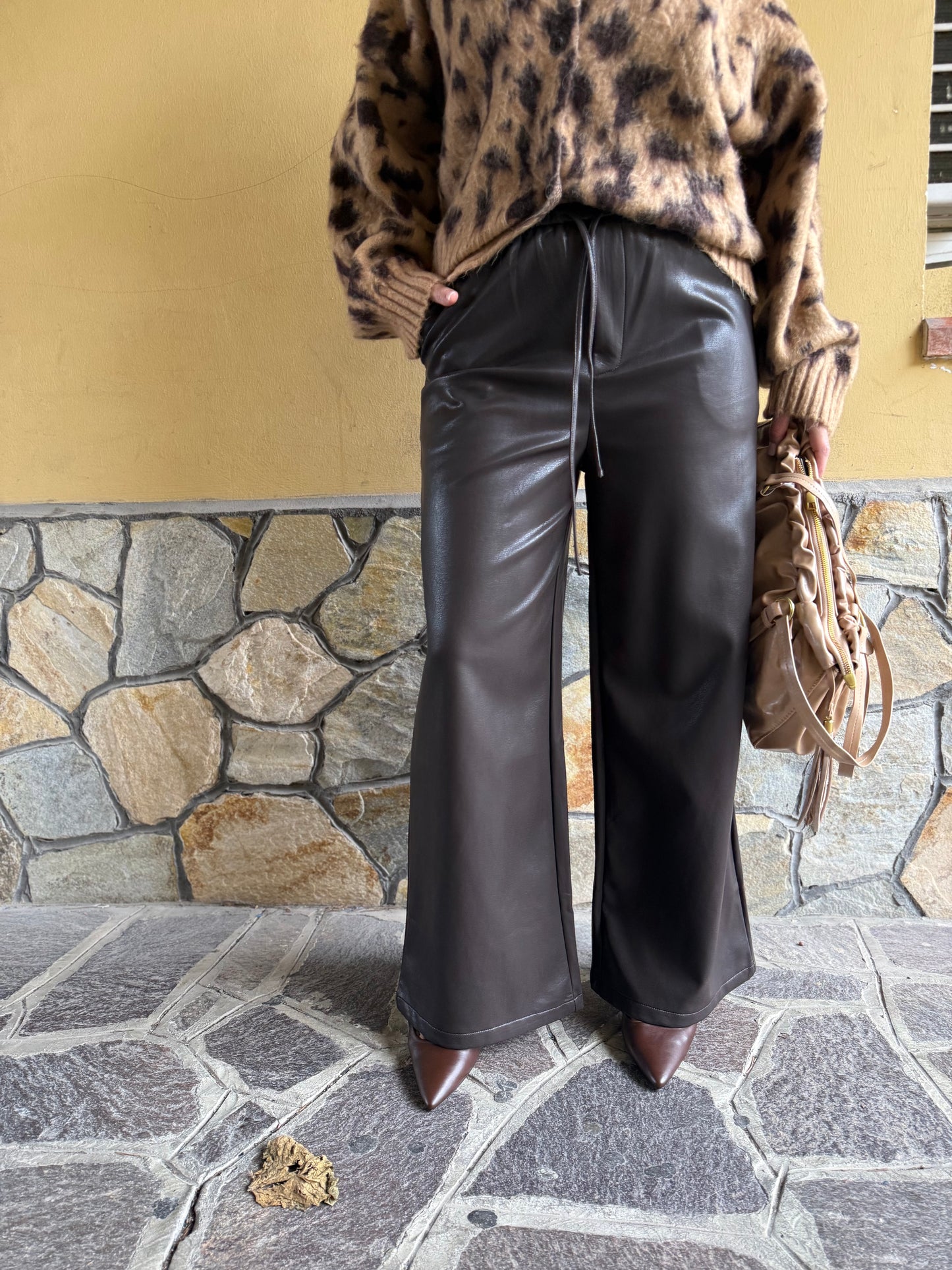 Pantalone Ecopelle con elastico