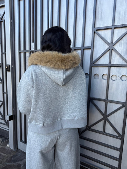 Felpa con collo in Pelliccia