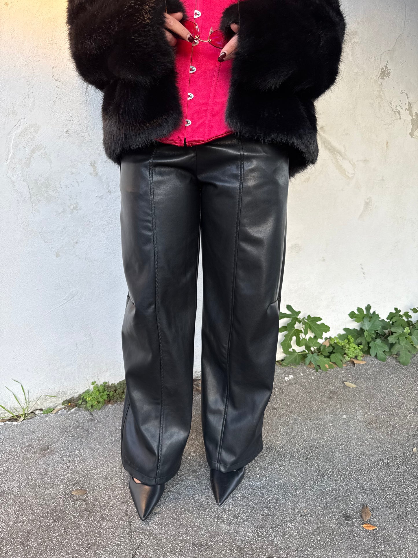 Pantalone Ecopelle Nero