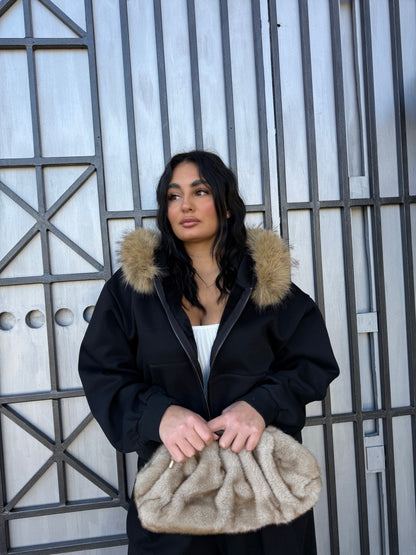 Felpa con collo in Pelliccia