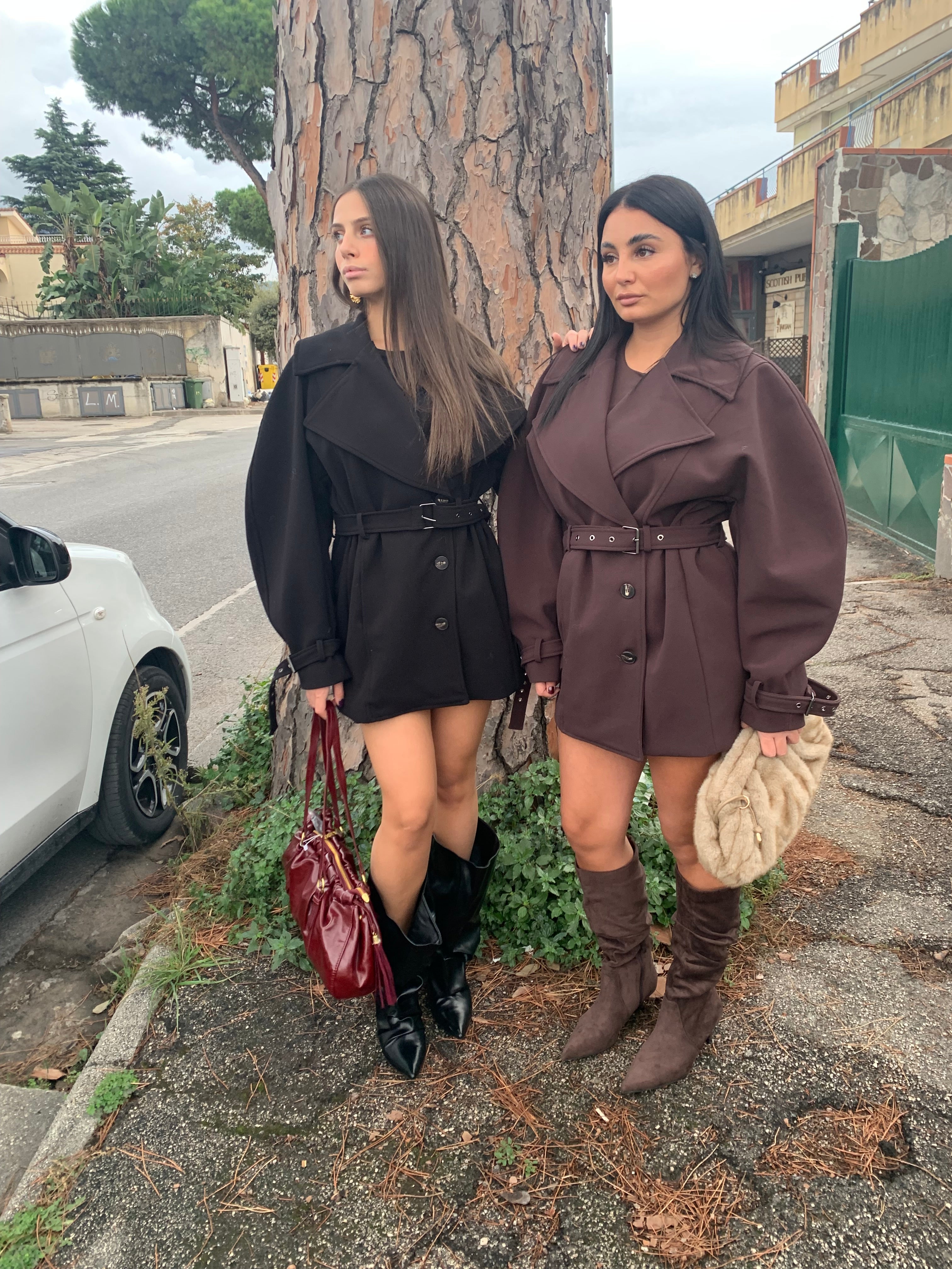 Cappotto con cinta By Lumina