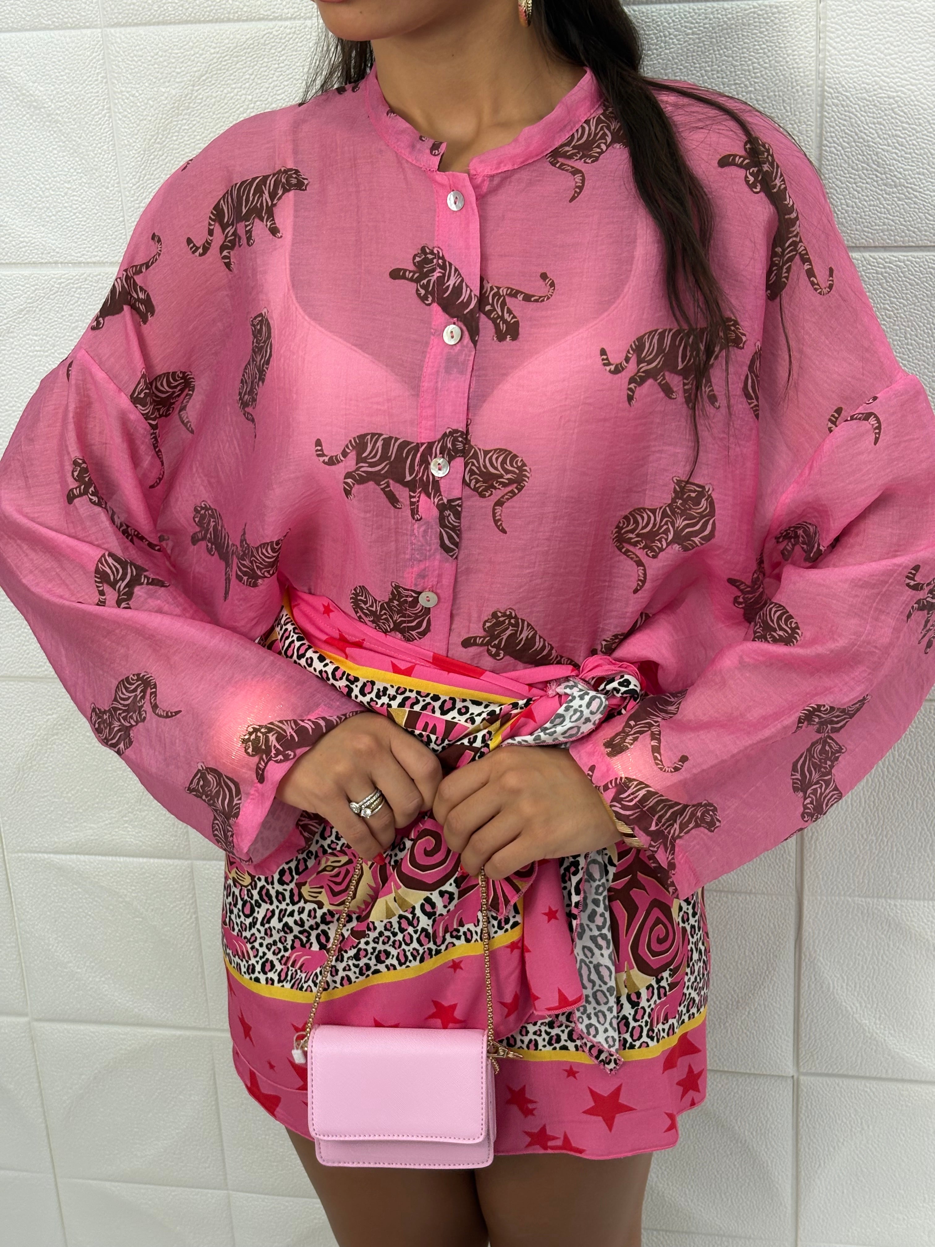 Camicia Semivelata Animalier