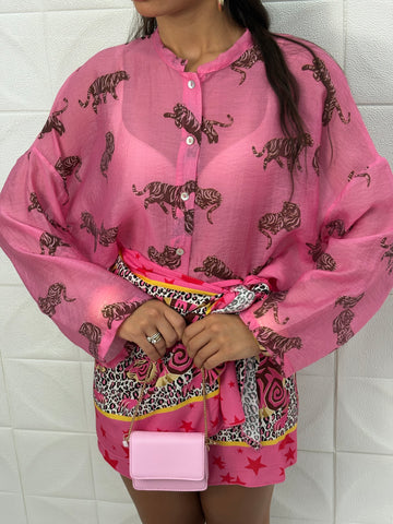 Camicia Semivelata Animalier