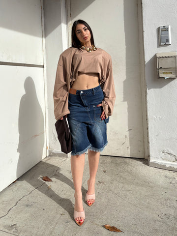 Bermuda in denim blu